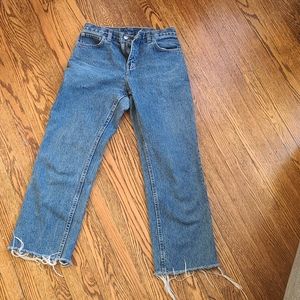 High Waisted Cropped Raw Edged Jeans